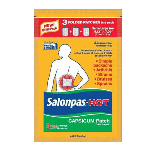 Salonpas Hot Capsicum Pain Relief Patches, 3 Ea